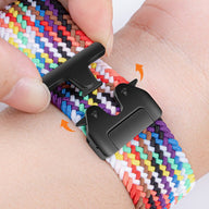 Bracelet nylon tissé multicolore avec boucle tactique noire pour Huawei Watch, style sport et ajustable.