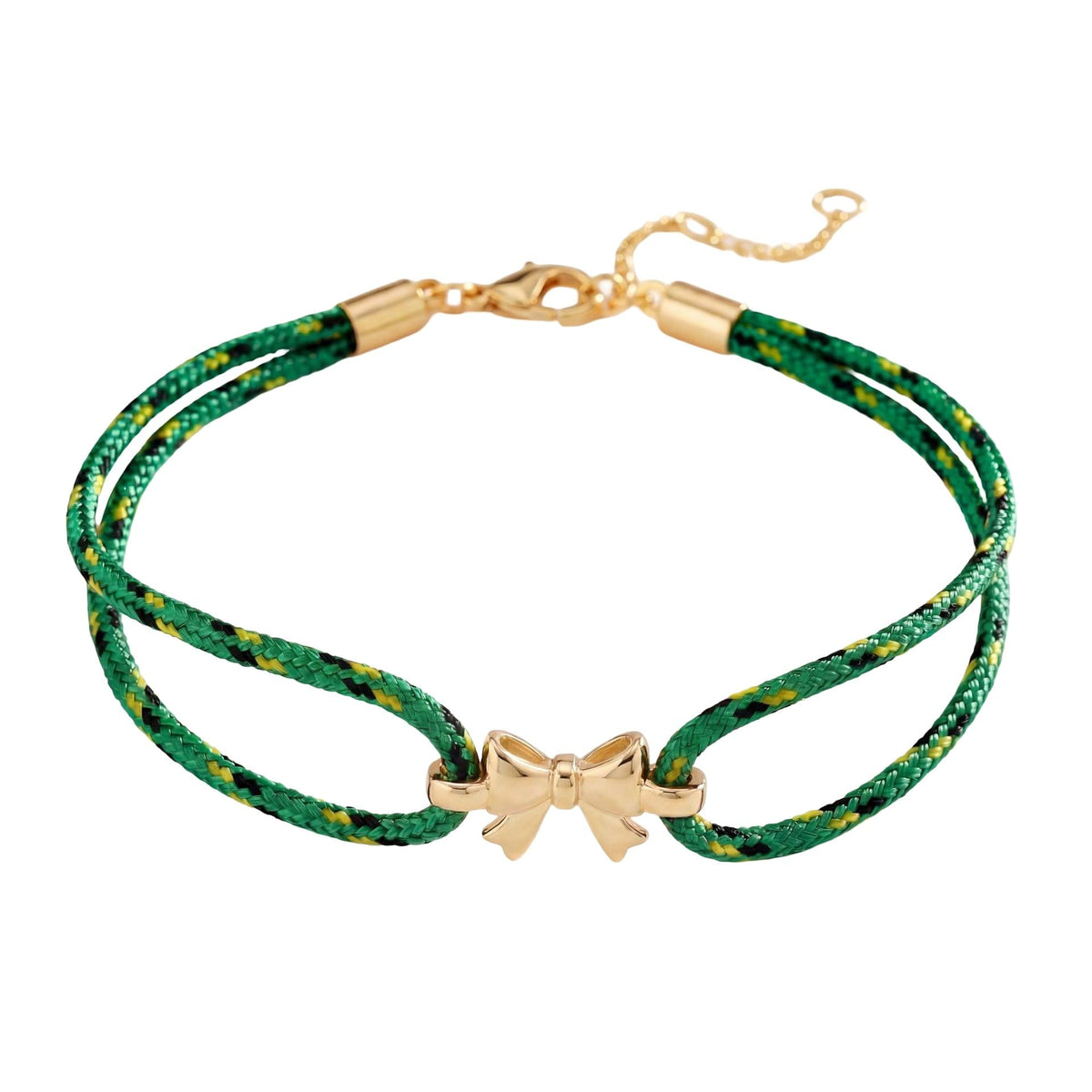 Braided Nylon Bracelet with Gold Knot Charm, Elegant and Adjustable Women's Accessory, Perfect for a Chic and Effortless Look, Rubane Model