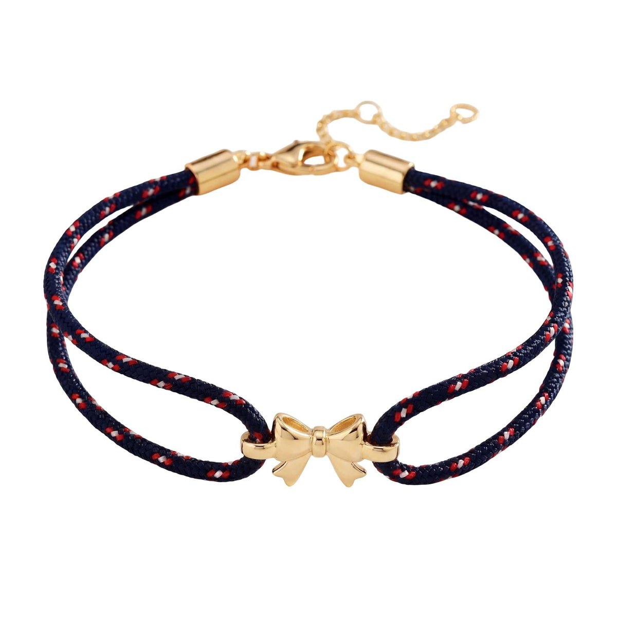 Braided Nylon Bracelet with Gold Knot Charm, Elegant and Adjustable Women's Accessory, Perfect for a Chic and Effortless Look, Rubane Model