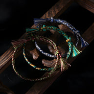 Bracelets en nylon tressé multicolores avec perles turquoise et fermoirs noués, style bohème pour femme.