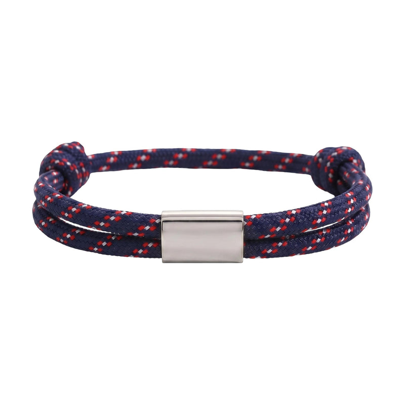 Bracelet en nylon tressé, plaque en acier inoxydable personnalisable, bijou ajustable, idée cadeau facile homme et femme, modèle Veyron