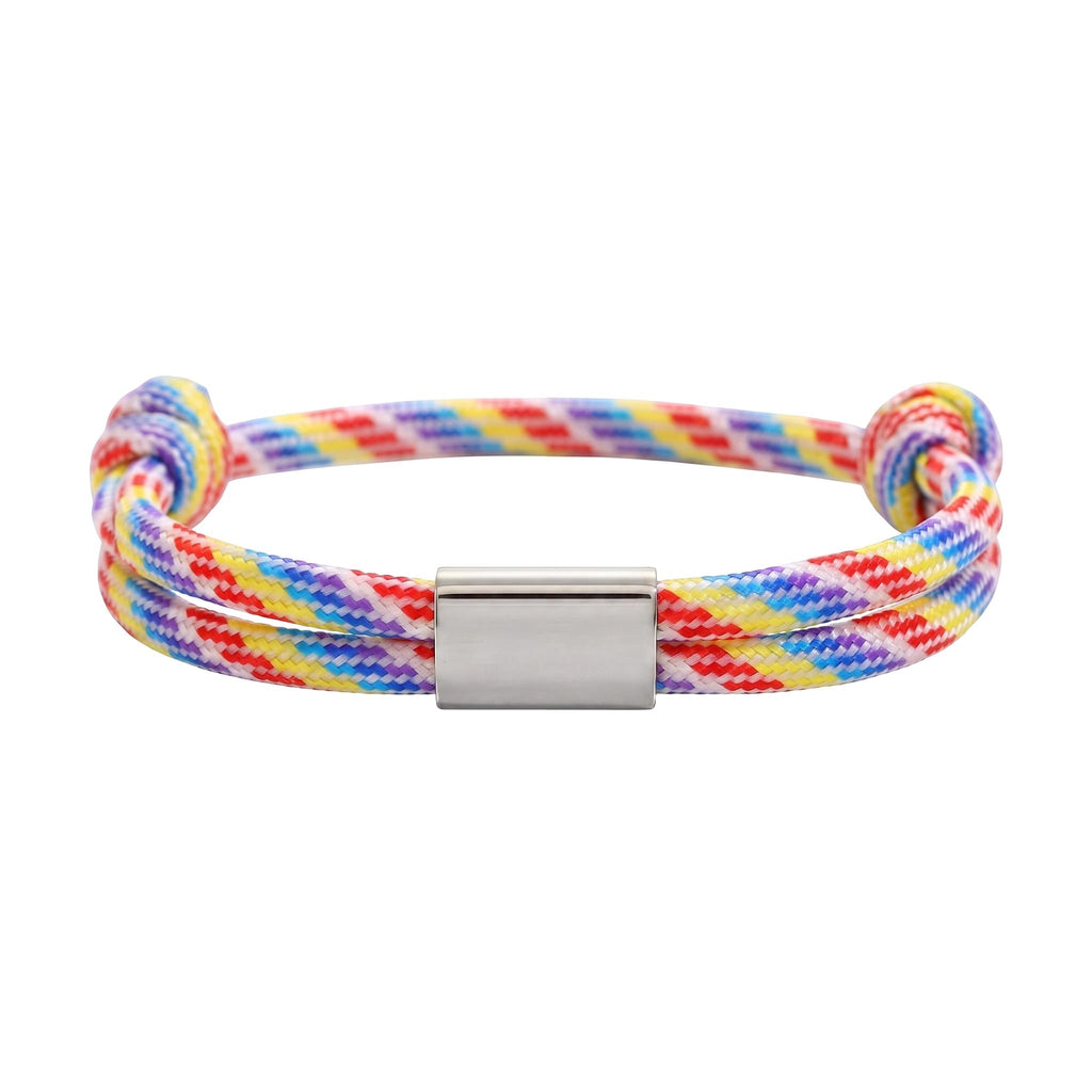 Bracelet en nylon tressé, plaque en acier inoxydable personnalisable, bijou ajustable, idée cadeau facile homme et femme, modèle Veyron