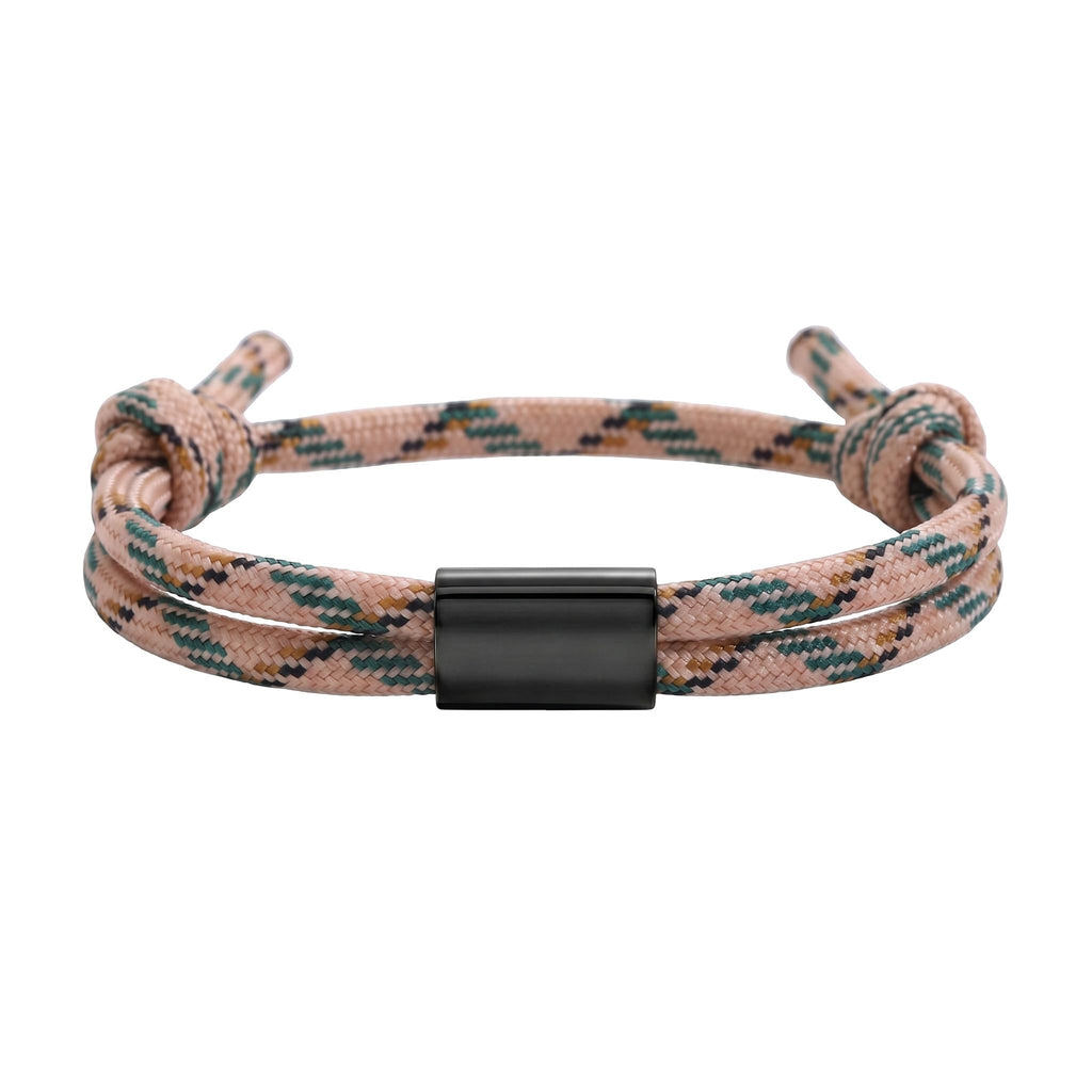 Bracelet en nylon tressé, plaque en acier inoxydable personnalisable, bijou ajustable, idée cadeau facile homme et femme, modèle Veyron