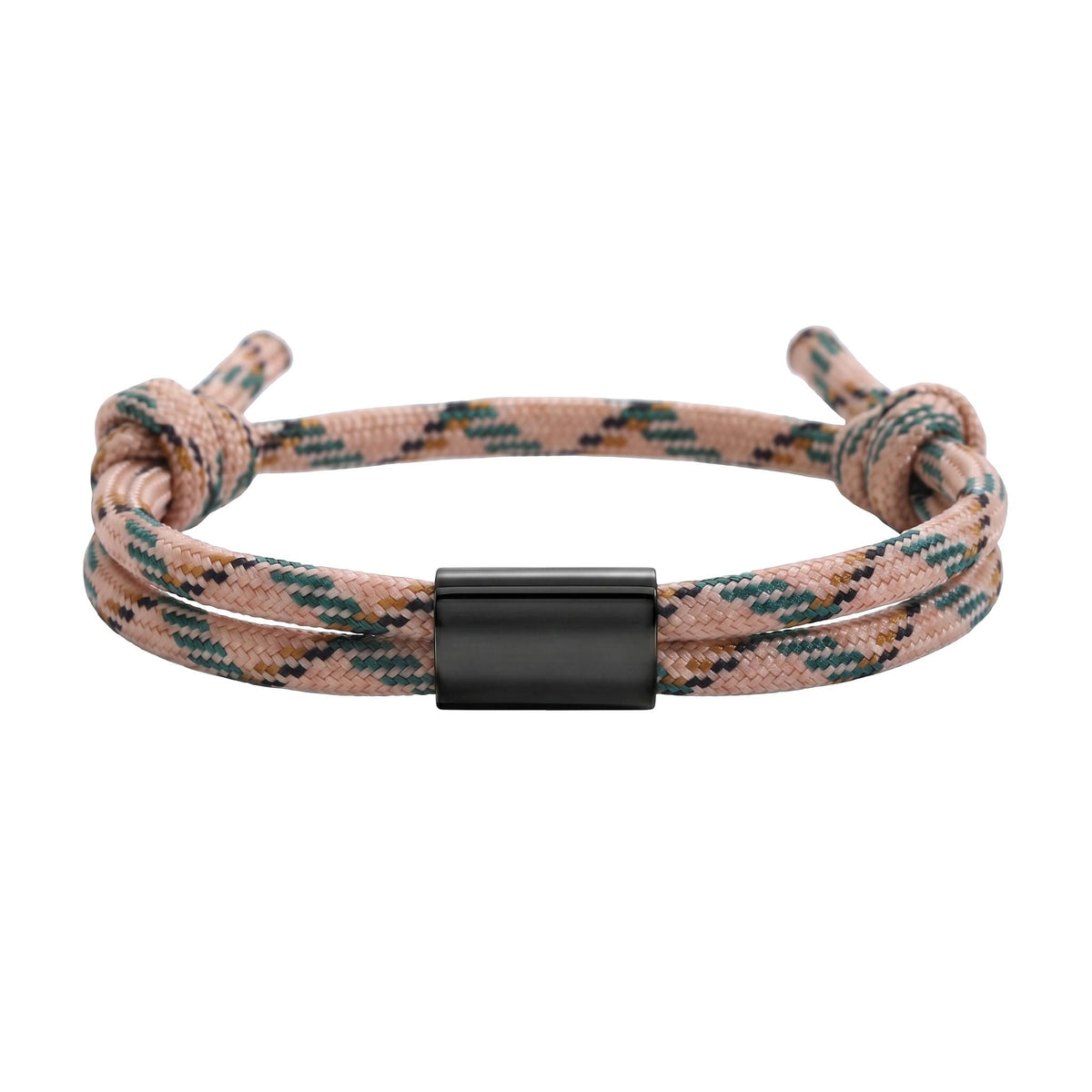 Customizable paracord bracelet, engravable stainless steel plate, adjustable, Veyron model