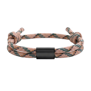Bracelet en nylon tressé, plaque en acier inoxydable personnalisable, bijou ajustable, idée cadeau facile homme et femme, modèle Veyron
