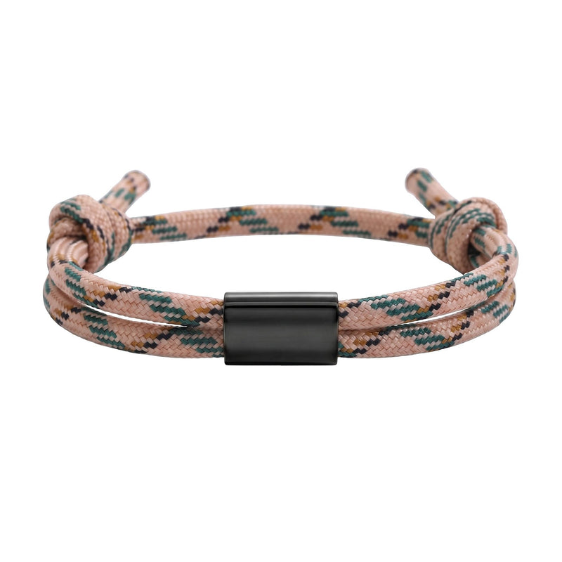 Bracelet en nylon tressé, plaque en acier inoxydable personnalisable, bijou ajustable, idée cadeau facile homme et femme, modèle Veyron