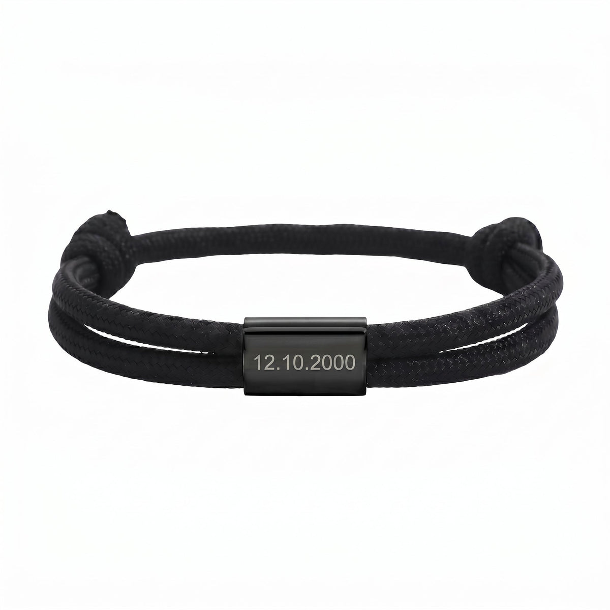 Customizable paracord bracelet, engravable stainless steel plate, adjustable, Veyron model