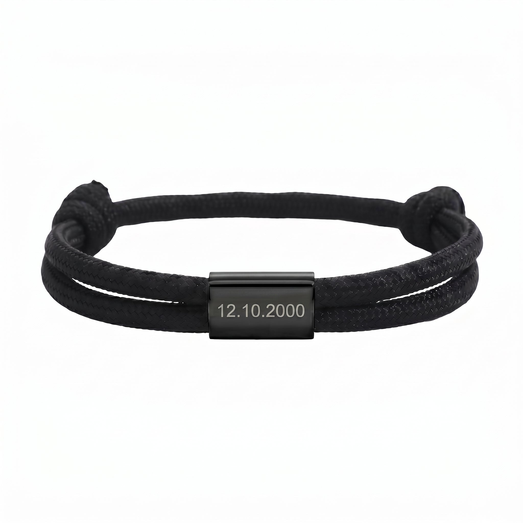 Bracelet en nylon tressé, plaque en acier inoxydable personnalisable, bijou ajustable, idée cadeau facile homme et femme, modèle Veyron