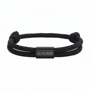 Bracelet en nylon tressé, plaque en acier inoxydable personnalisable, bijou ajustable, idée cadeau facile homme et femme, modèle Veyron