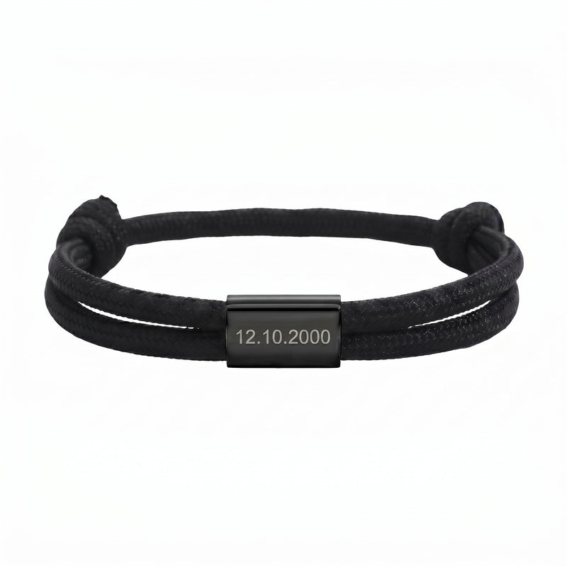 Bracelet en nylon tressé, plaque en acier inoxydable personnalisable, bijou ajustable, idée cadeau facile homme et femme, modèle Veyron