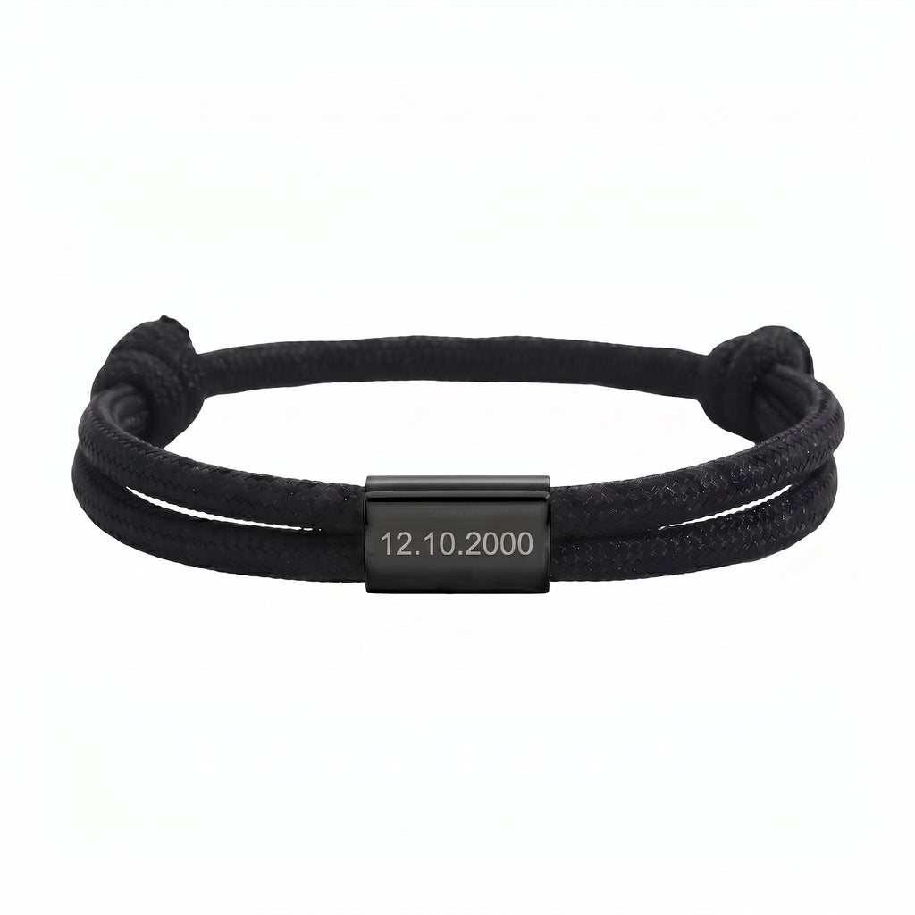 Bracelet en nylon tressé, plaque en acier inoxydable personnalisable, bijou ajustable, idée cadeau facile homme et femme, modèle Veyron