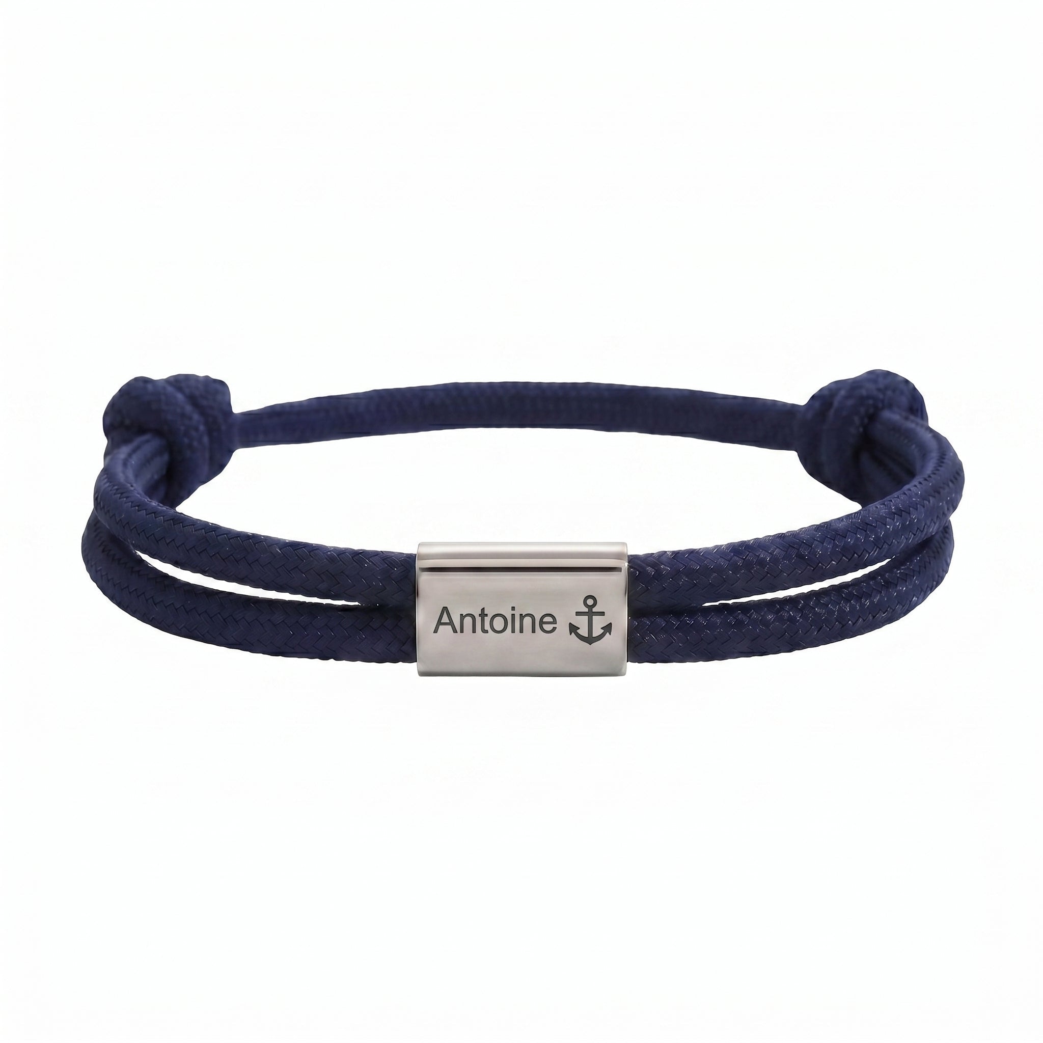 Braided nylon bracelet, customizable stainless steel plate, adjustable jewelry, easy gift idea for men and women, Veyron model