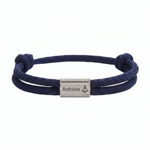 Bracelet en nylon tressé, plaque en acier inoxydable personnalisable, bijou ajustable, idée cadeau facile homme et femme, modèle Veyron