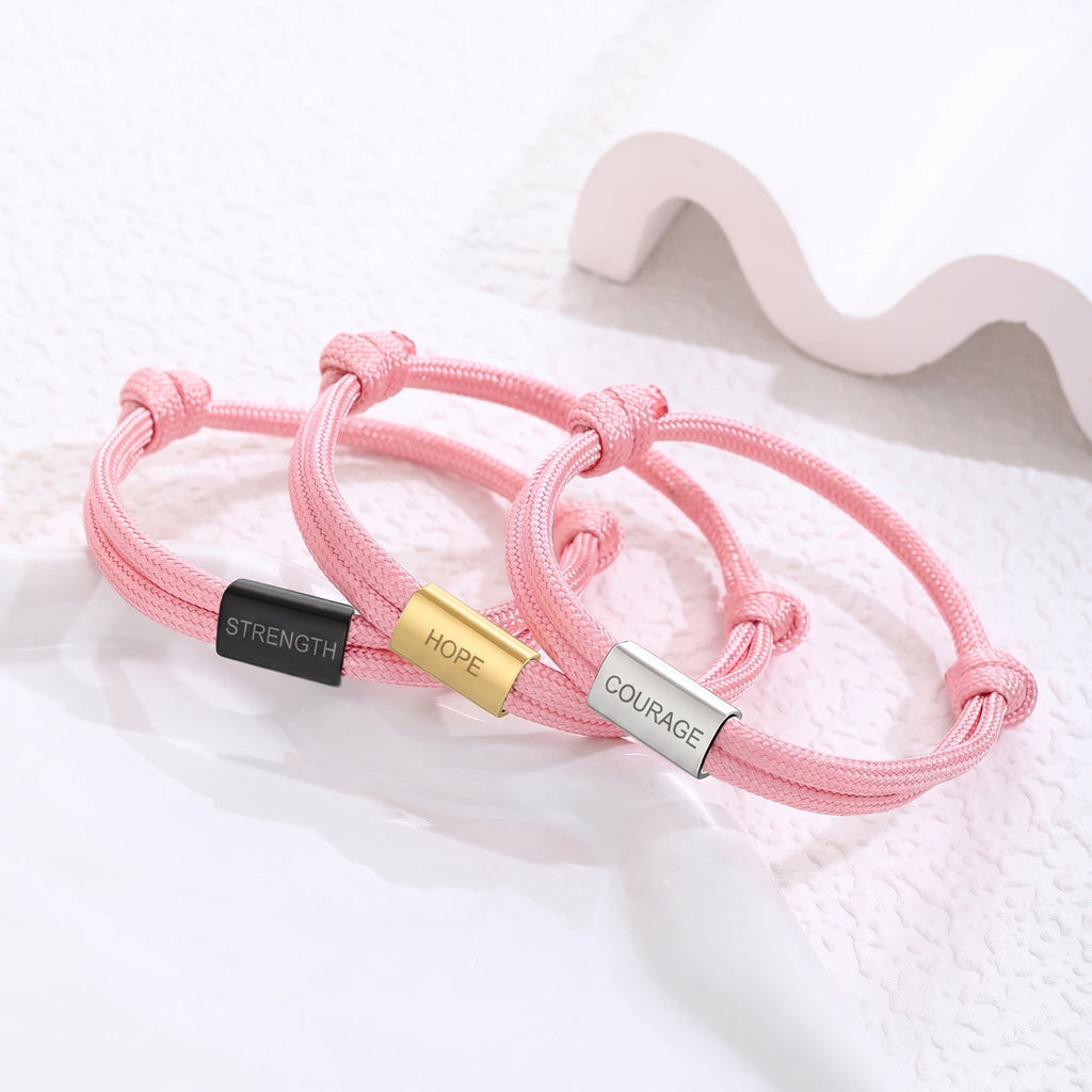 Bracelet en nylon tressé, plaque en acier inoxydable personnalisable, bijou ajustable, idée cadeau facile homme et femme, modèle Veyron