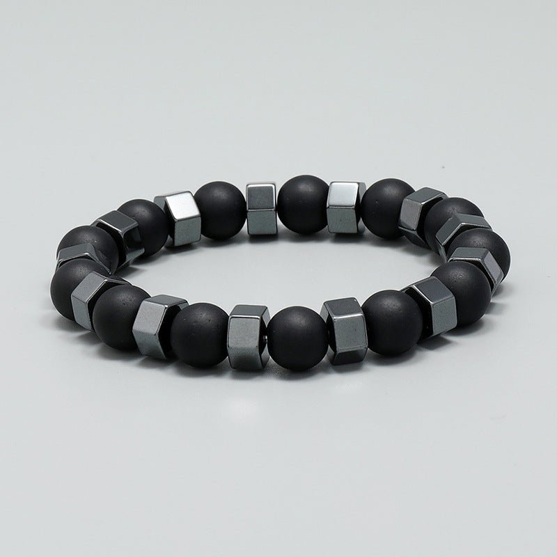 Bracelet en obsidienne et verre, pour homme, modèle Novan - La Boutique du Bracelet