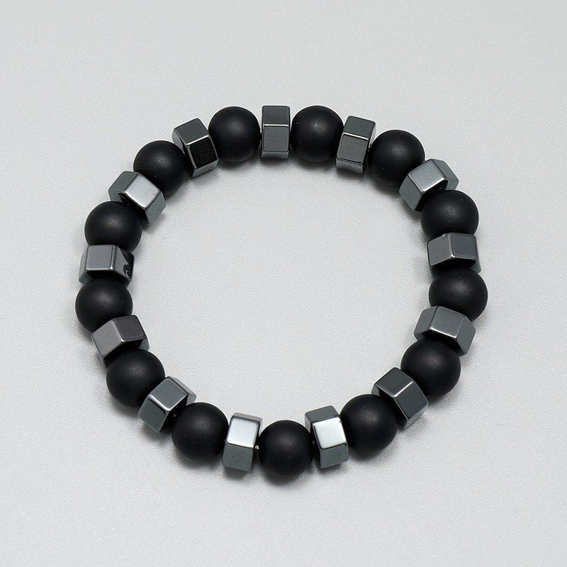 Bracelet en obsidienne et verre, pour homme, modèle Novan - La Boutique du Bracelet