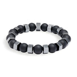 Bracelet en obsidienne et verre, pour homme, modèle Novan - La Boutique du Bracelet
