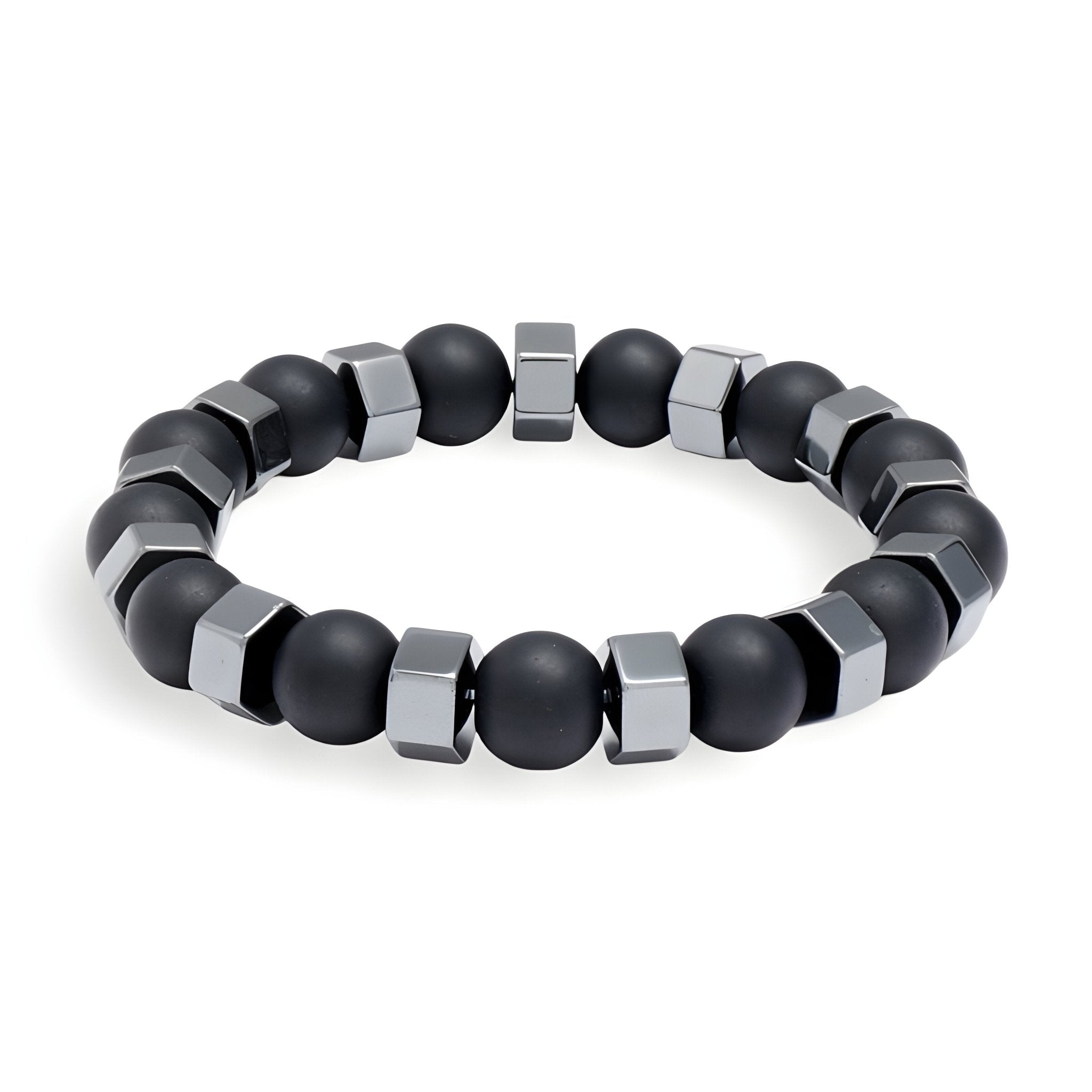 Bracelet en obsidienne et verre, pour homme, modèle Novan - La Boutique du Bracelet