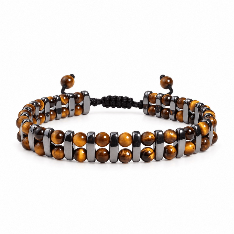 Packshot studio bracelet Diaz Oeil de tigre, vue de face sur fond blanc.