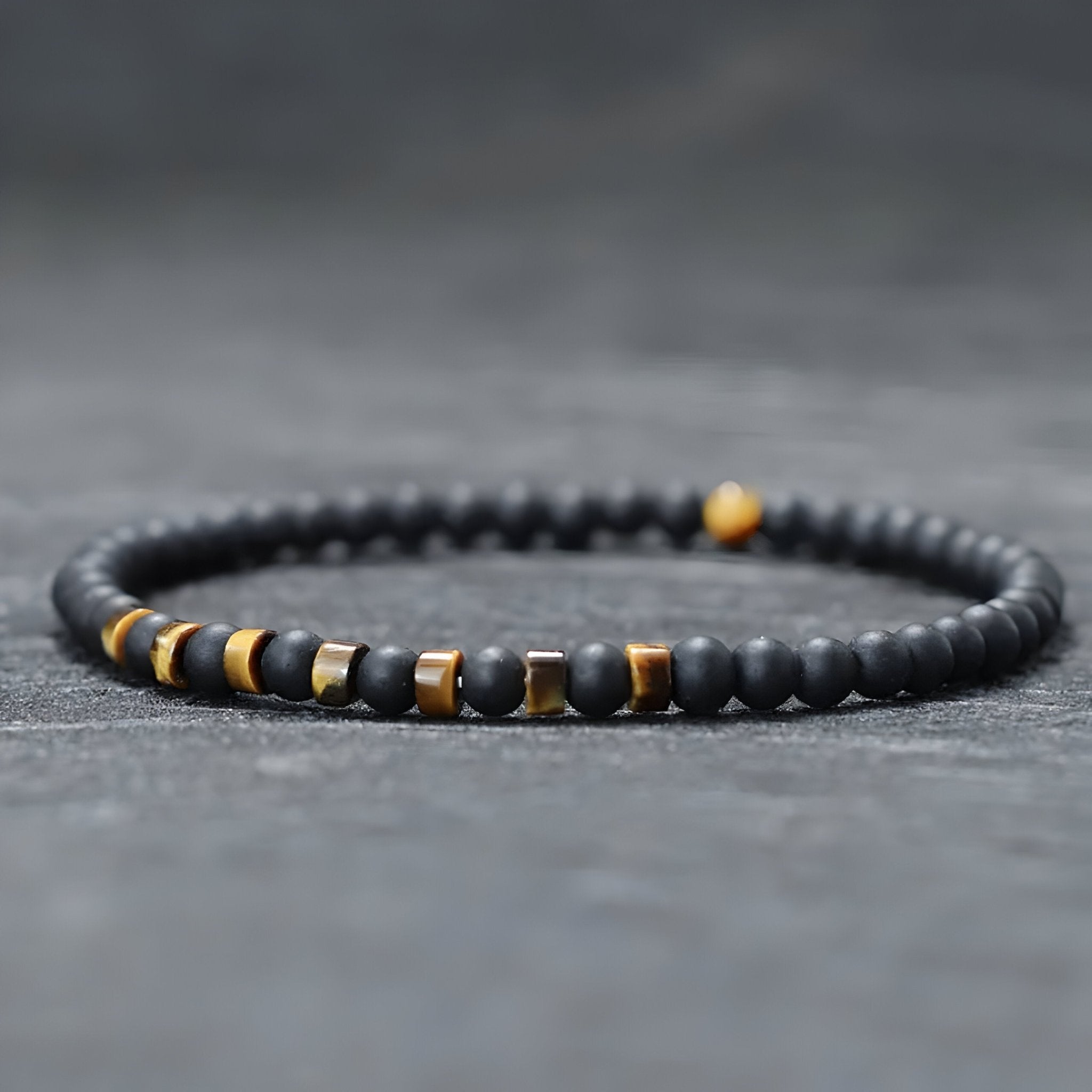 Bracelet en onyx et pierres naturelles, fins, pour homme, modèle Boris - La Boutique du Bracelet