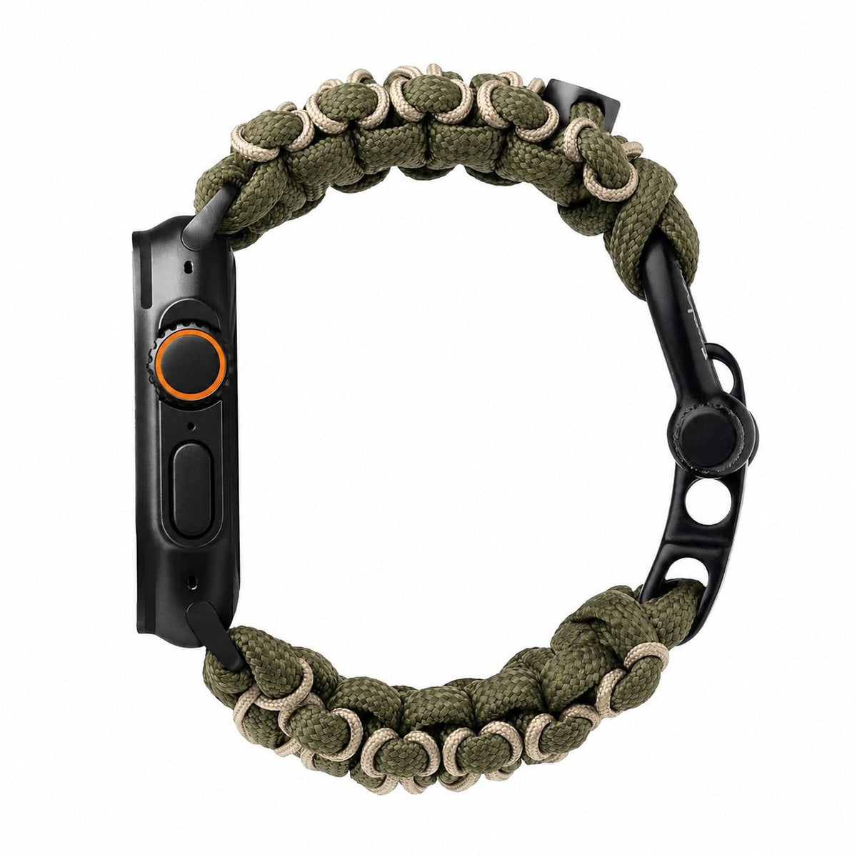 Geflochtenes Paracord-Armband, Schäkelverschluss aus Stahl, für Apple Watch, Modell Bakari