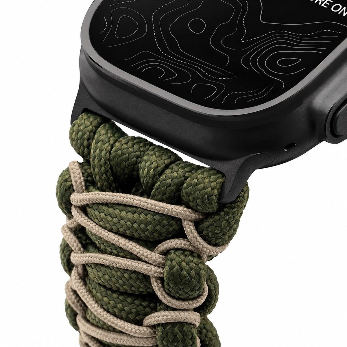 Geflochtenes Paracord-Armband, Schäkelverschluss aus Stahl, für Apple Watch, Modell Bakari