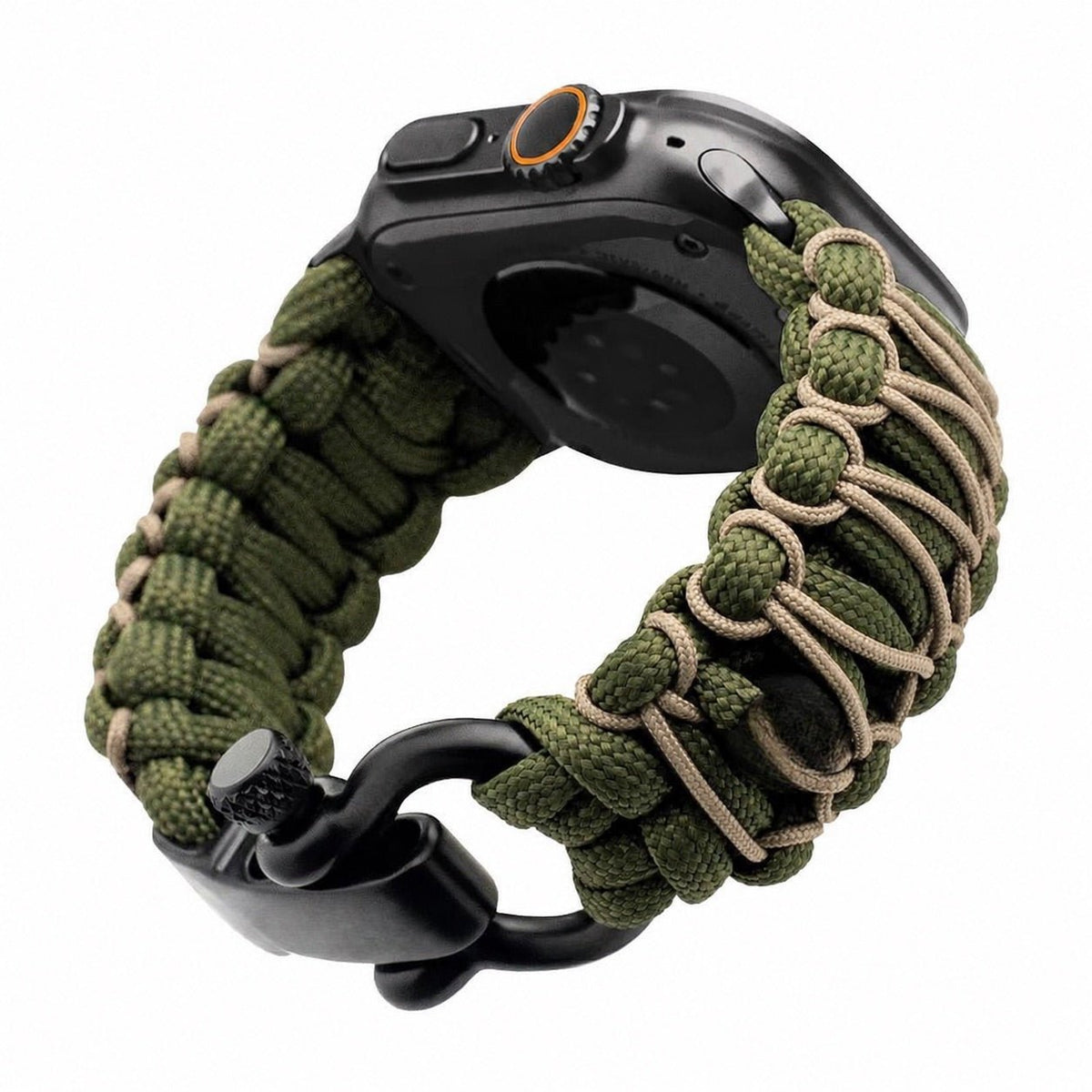 Geflochtenes Paracord-Armband, Schäkelverschluss aus Stahl, für Apple Watch, Modell Bakari