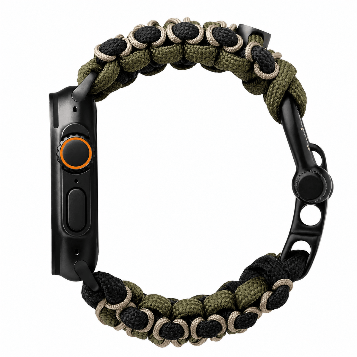 Geflochtenes Paracord-Armband, Schäkelverschluss aus Stahl, für Apple Watch, Modell Bakari