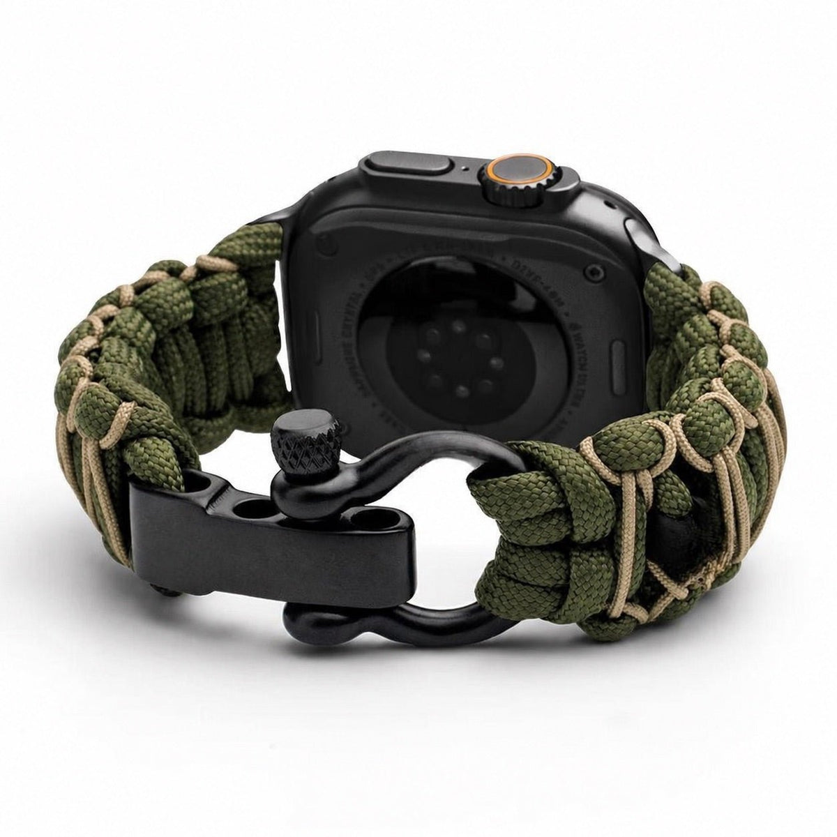 Geflochtenes Paracord-Armband, Schäkelverschluss aus Stahl, für Apple Watch, Modell Bakari