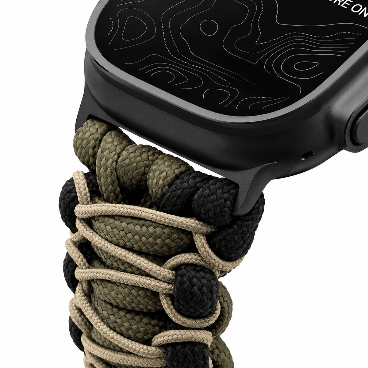 Geflochtenes Paracord-Armband, Schäkelverschluss aus Stahl, für Apple Watch, Modell Bakari