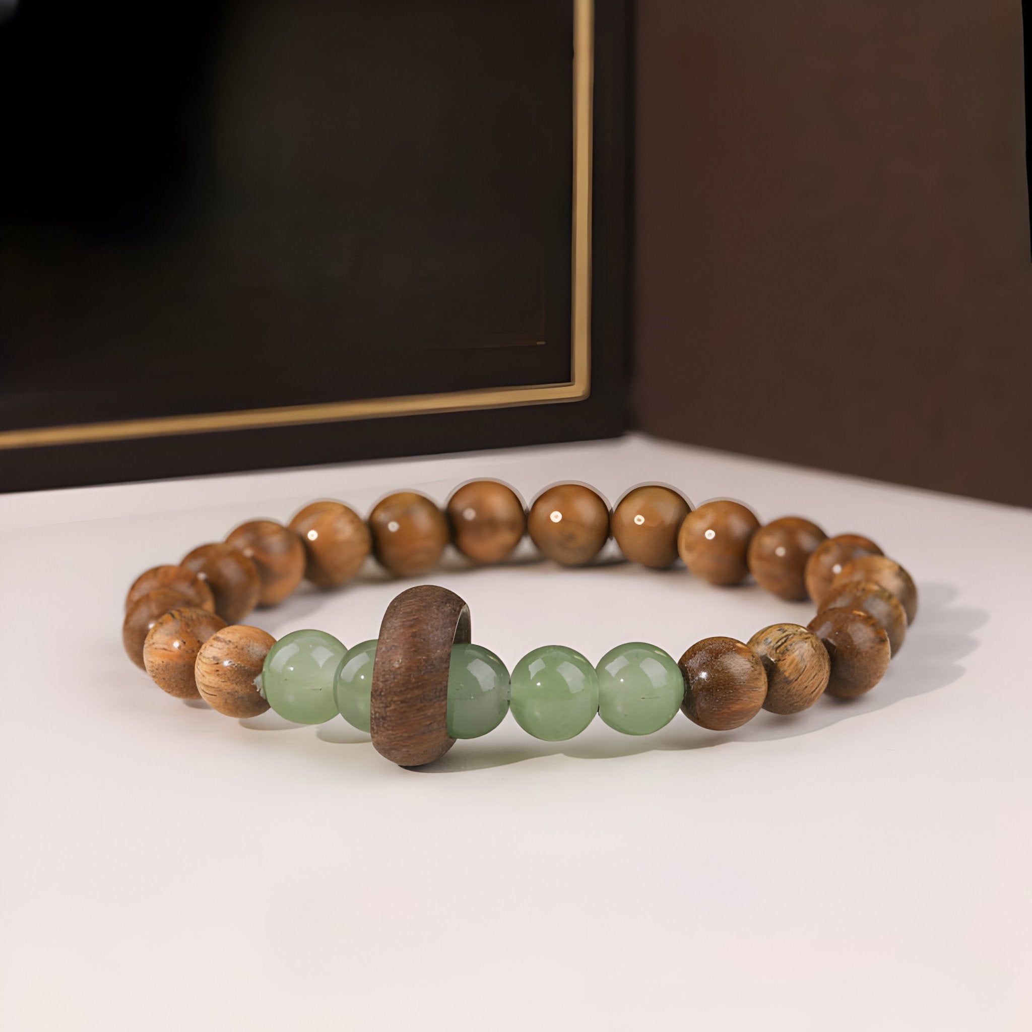 Bracelet en perle de bois pour femme, perles de verre, modèle Mae - La Boutique du Bracelet