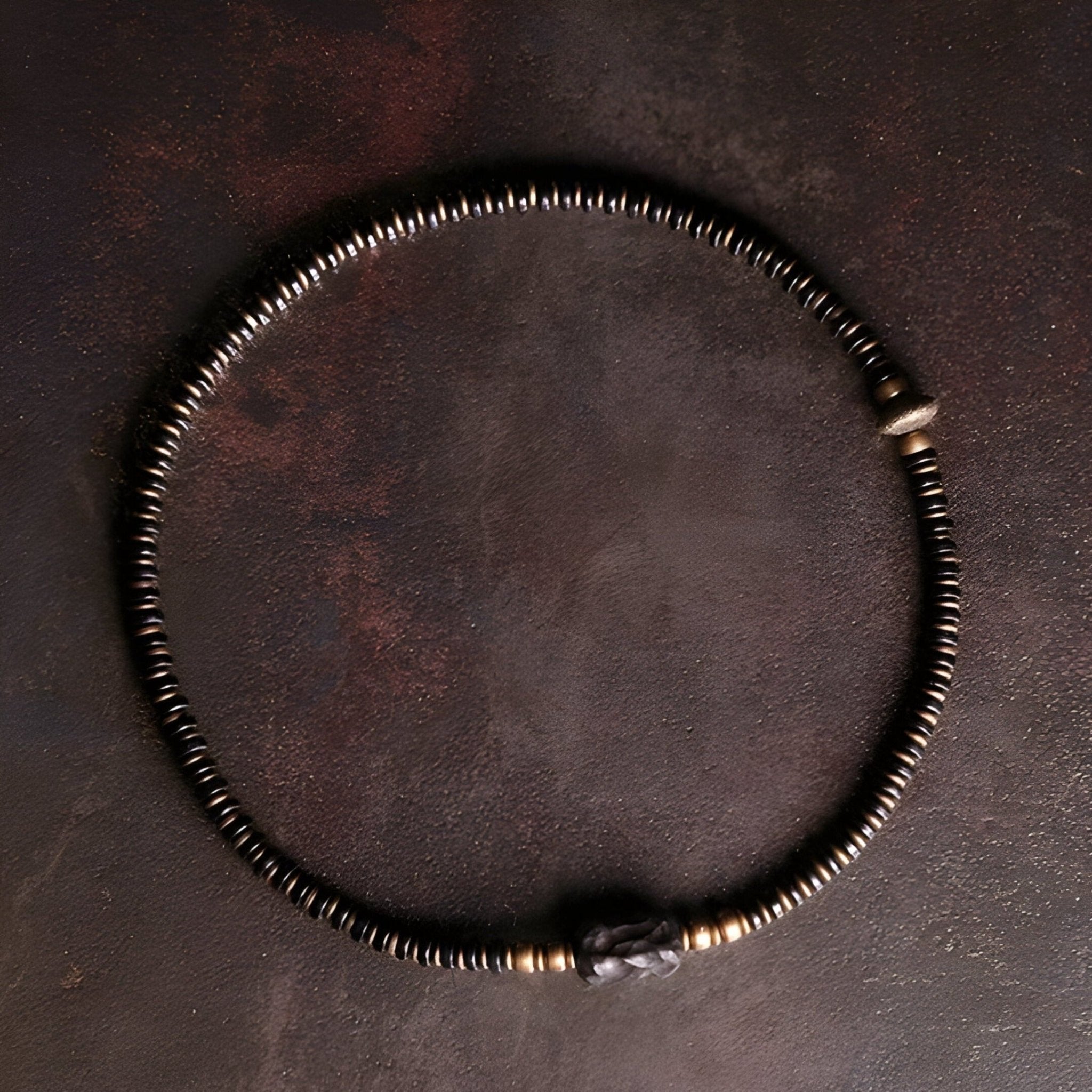 Bracelet en perles de bois d'ébène noir et cuivre, aspect double, pour femme, modèle Soriana - La Boutique du Bracelet