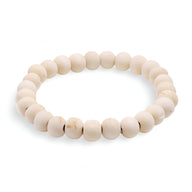 Bracelet mixte en perles de bois naturel clair, finition lisse et ronde.