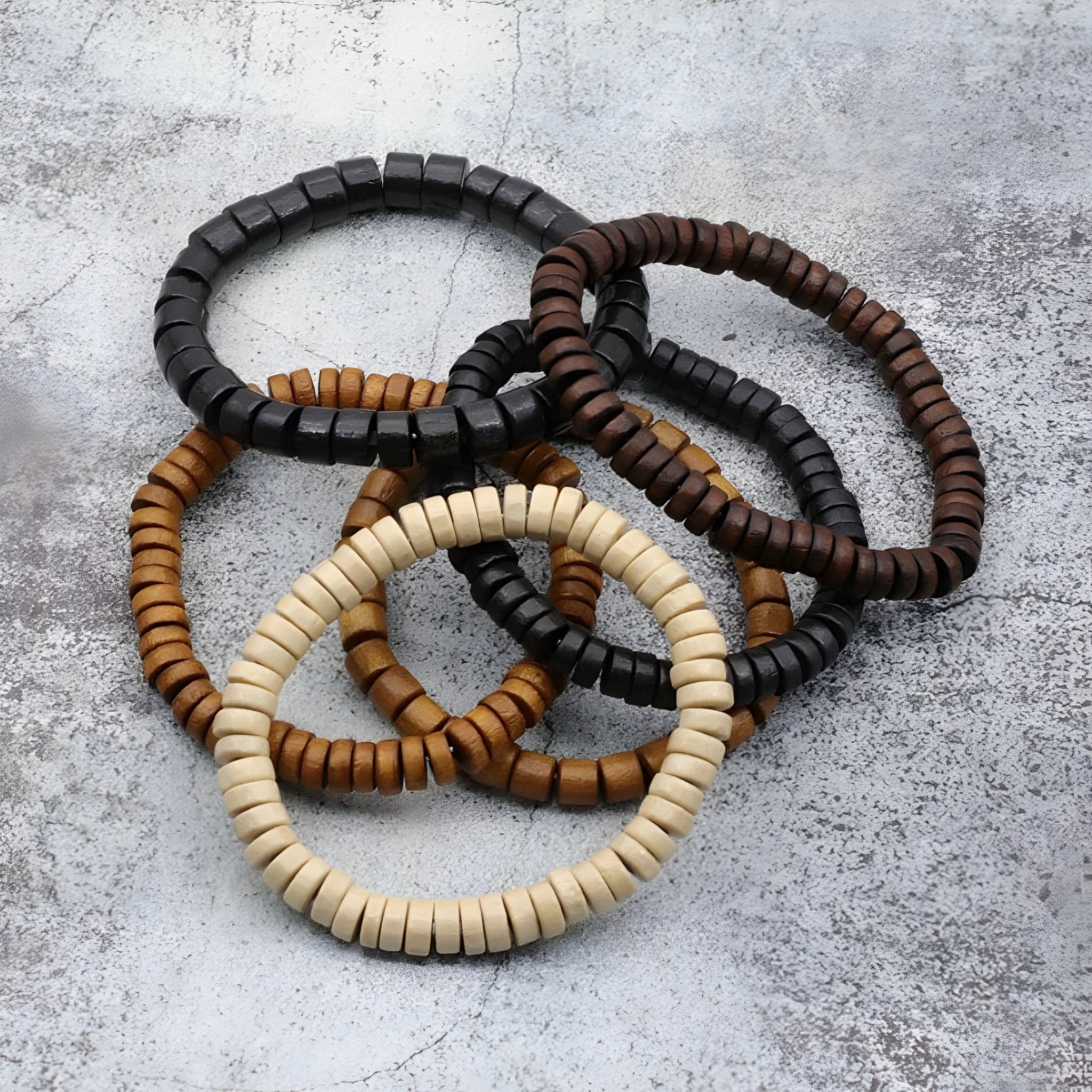 Bracelet en perles de bois, style naturel, pour homme, modèle Bruno - La Boutique du Bracelet