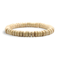 Bracelet homme perles rondes bois naturel couleur blanc cassé style simple et épuré.