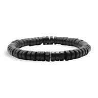 Bracelet homme en perles de bois noires plates style naturel, modèle Bruno.