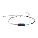 Bracelet en perles du japon miyuki, orné d'une pierre naturelle, ajustable, modèle Utiwa - La Boutique du Bracelet