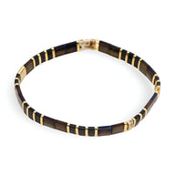 Bracelet femme en perles marron et beige alternées, style japonais, modèle Amane.