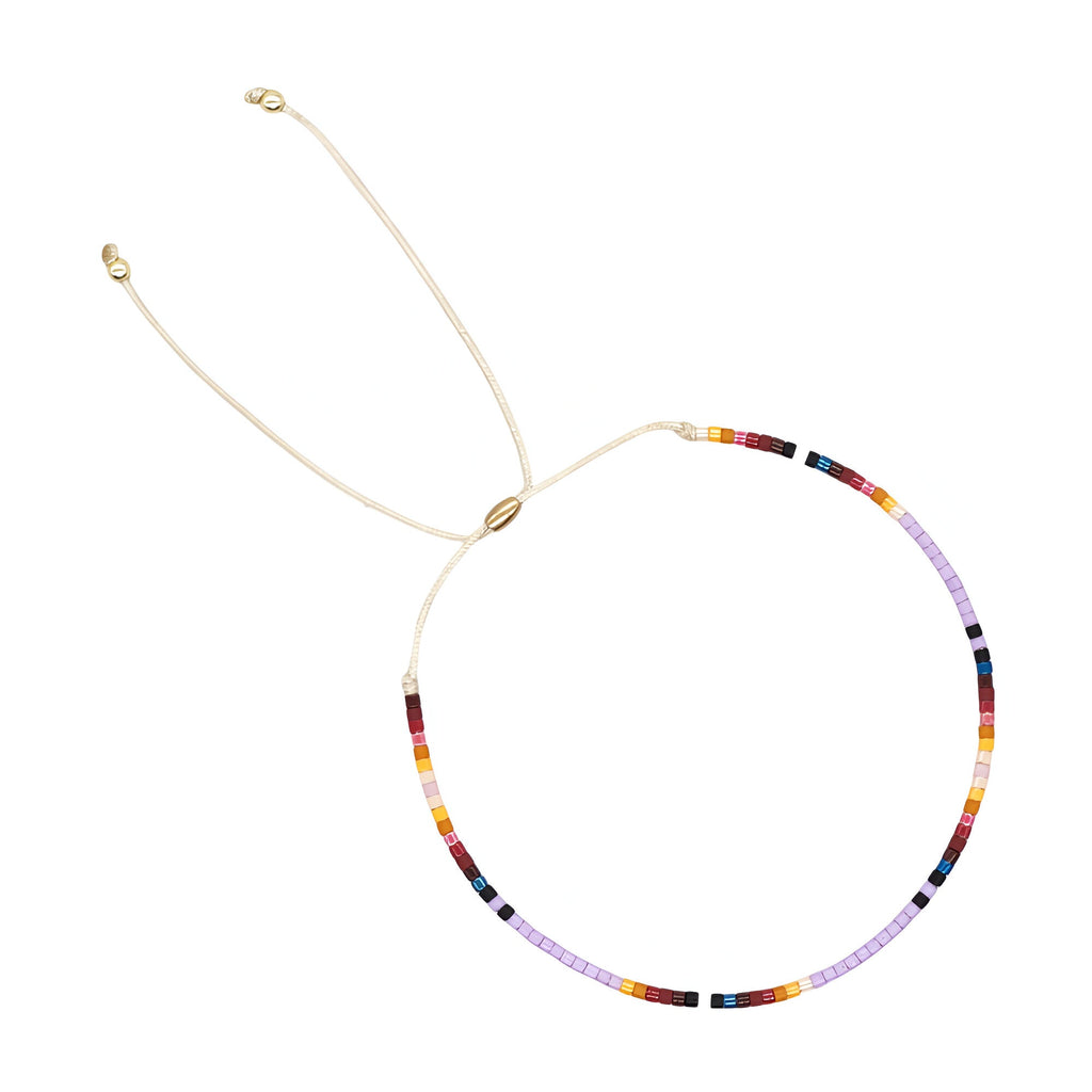 Bracelet ajustable en perles japonaises multicolores style Kumiko avec fermoir doré.