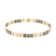 Bracelet fin en perles bleues et transparentes avec intercalaires dorés, style Neyali pour femme.