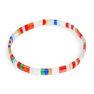 Bracelet femme multicolore en perles japonaises rectangulaires, style Reina, design géométrique lumineux.