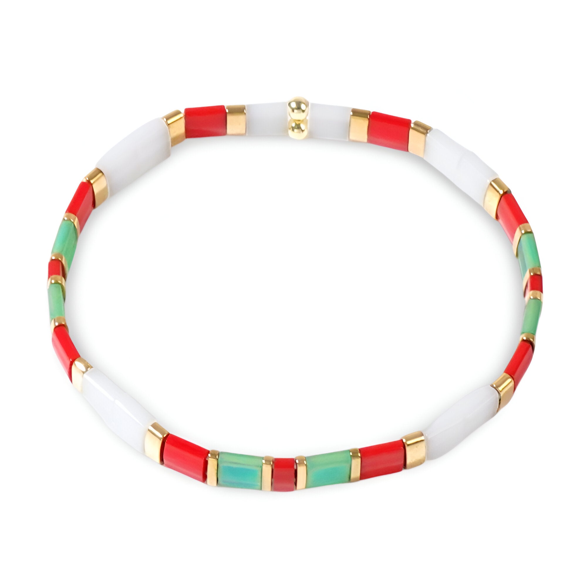 Bracelet en perles du Japon, style noël, pour femme, modèle Santana - La Boutique du Bracelet