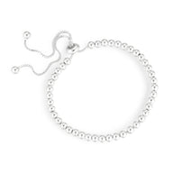 Bracelet réglable en perles rondes d'argent sterling lisse pour femme.