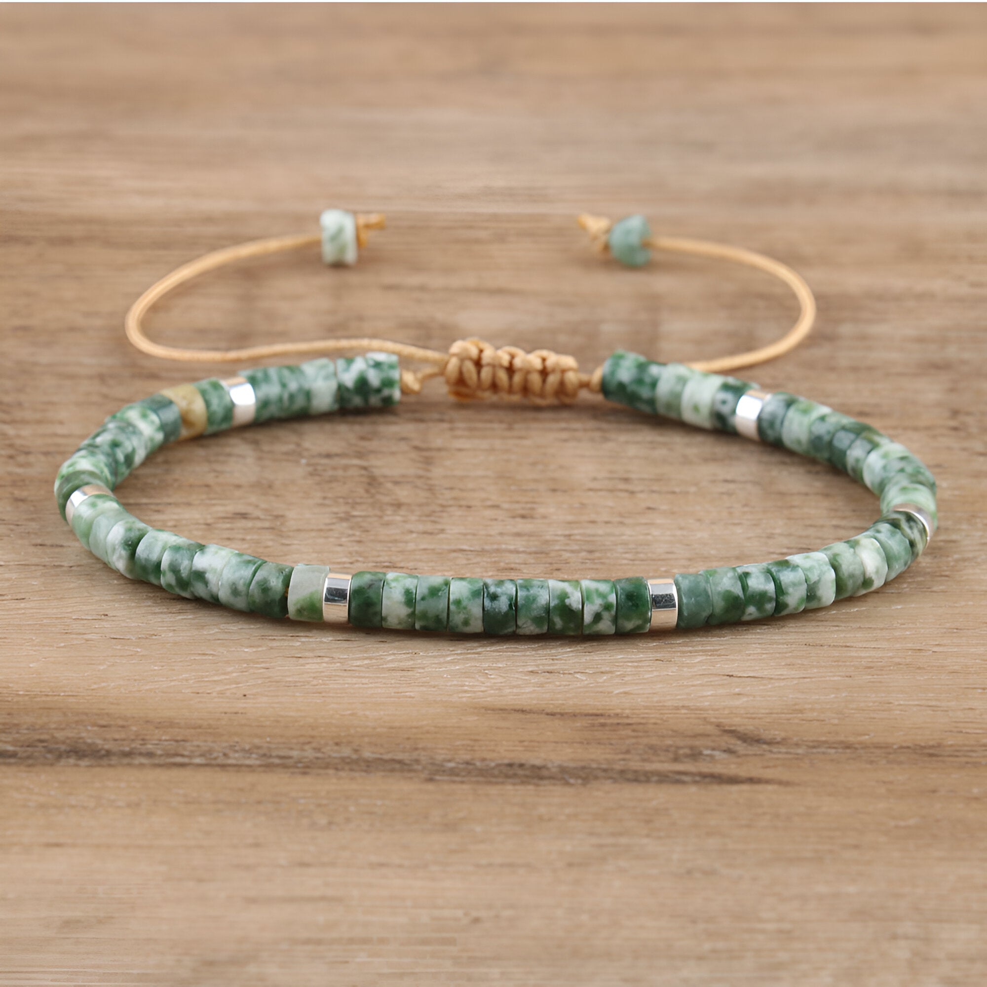 Bracelet en perles heishi, jade tacheté, mixte, modèle Naoki - La Boutique du Bracelet