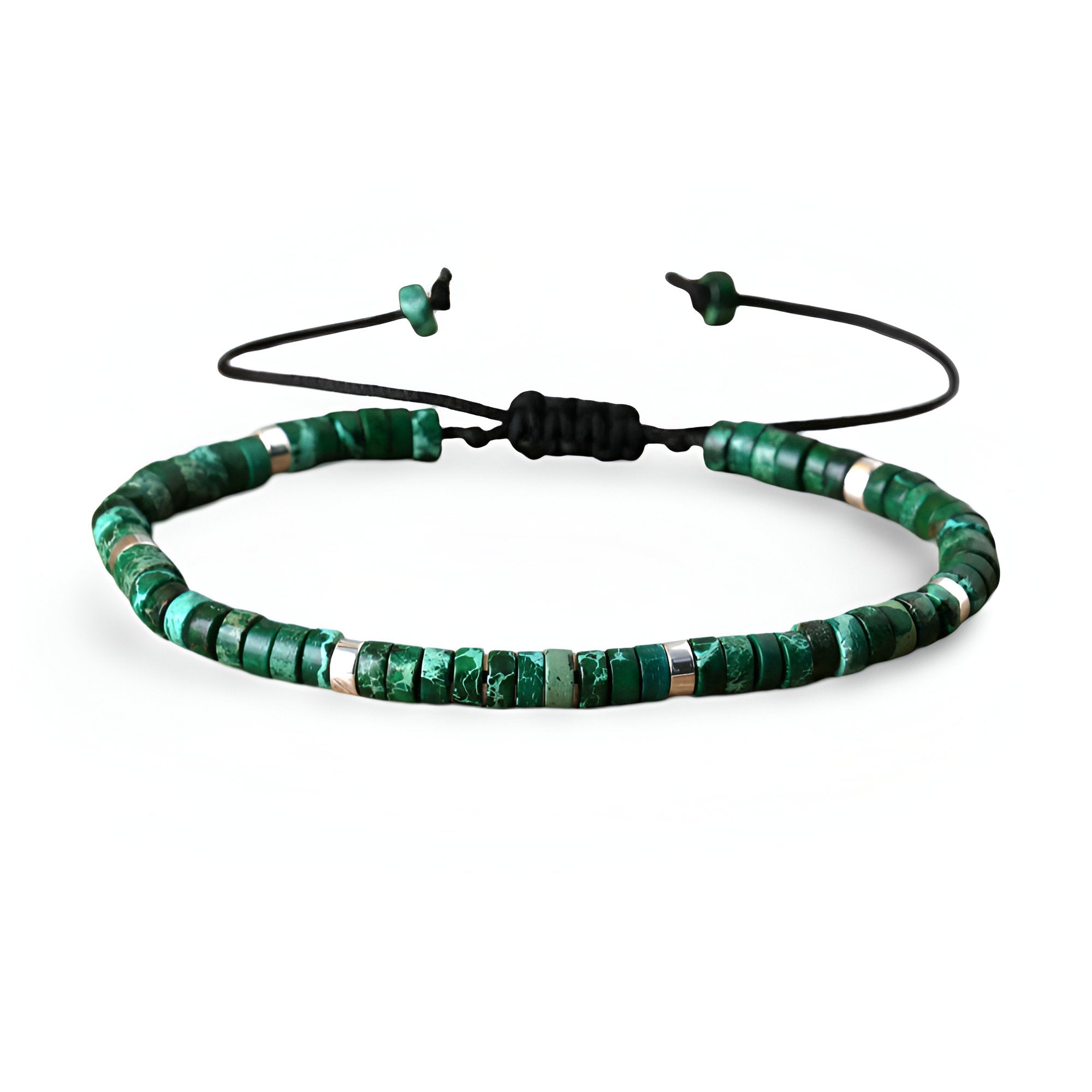 Bracelet en perles heishi, jaspe impérial verte, mixte, modèle Isamu - La Boutique du Bracelet