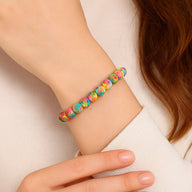Bracelet en perles multicolores de jaspe, pierre naturelle élastique pour une meilleure énergie, modèle Voda - La Boutique du Bracelet