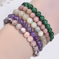 Set de bracelets en perles naturelles multicolores, incluant malachite, améthyste et jaspe zébré, style Maia pour femme.