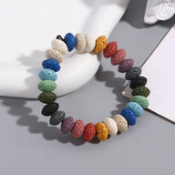 Bracelet en perles volcanique multicolore, élastique, bien être naturel, modèle Larmy - La Boutique du Bracelet