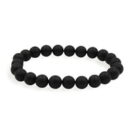 Bracelet mixte en perles noires mates, style minimaliste, modèle Bertille.