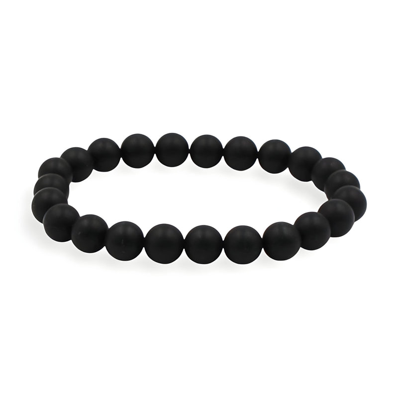 Bracelet mixte en perles noires mates, style minimaliste, modèle Bertille.